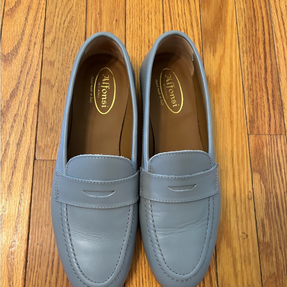 Italian Alfonsi Leather Gray Loafers